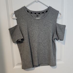 DKNY Heather Gray Cold Shoulder Tee